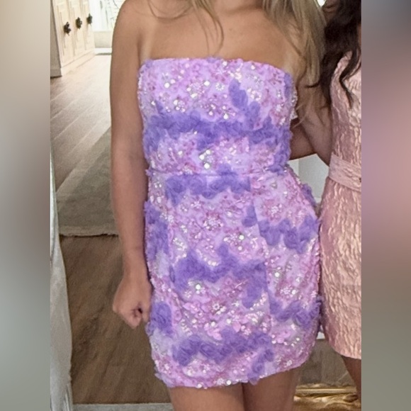 Elliatt Strapless Lavender and Pink Wedding Dress - Picture 1 of 9